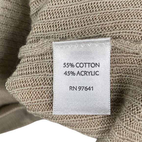 NWT J.Jill Khaki Beige Deep V-neck Ribbed Cotton Acrylic Cardigan SZ L - Picture 8 of 8